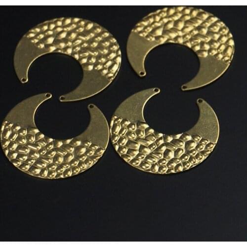 Charm Brass Color Double Hole Embossed Horn-shaped Pendant Geometric Semicircle Earring is used to make jewelry accessories