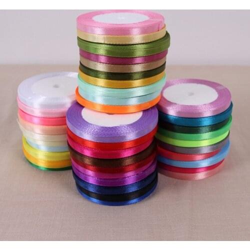 6mm 60colors choose (25 yards/roll ) 6mm Single Face Satin Ribbon Wholesale gift packing Christmas ribbons B