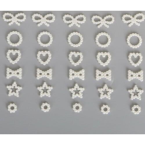 100Pcs ABS Pearl Bow Stars Hearts Resin Accessories Patches DIY Craft Supplies Phone Shell Patch Arts Jewelry Nail Art Ornaments