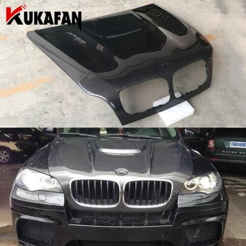 For E70 X5 E71 X6 Real Carbon Fiber Front Engine Hoods Auto Car Bonnet For BMW E70 X5 E71 X6 H style 2007-2012