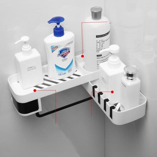 Bathroom Shelf Rotatable Bathroom Shelf Adhesive Corner Storage Wall Shelf Three-corner Bathroom Shelfs Adjustable Wall Mount