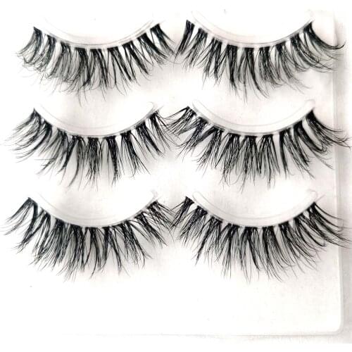 2019 NEW False Eyelashes 3 Pairs Pure Handmade Natural Transparent Terrier Fake Eyelashes Short Paragraph Bare Makeup Eyelashes