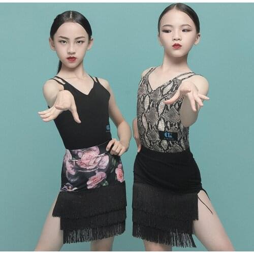 Latin Dance Shirt Kids Sling Practice Jumpsuit Girls Modern Standard Dance Tops Rumba Tango Samba Cha Cha Dance Clothing DWY5757
