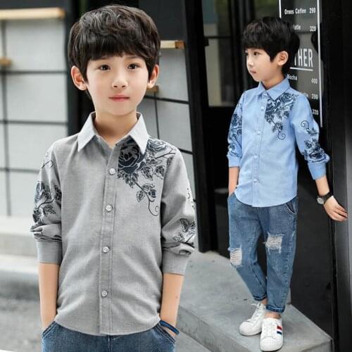 Boys clothes 3-11 Y children cotton print shirt kids spring autumn long sleeve blouses baby boys tops Outwear Outfits fashion
