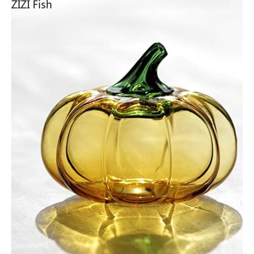 Simple Color Glass Pumpkin Tea Jar Coffee Bean Candy Storage Container Handmade Living Room Cabinets Furnishings Home Decoration