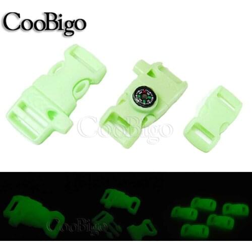 Glow In the Dark Paracord Bracelet Release Buckle Curved Pets Collar Strap Webbing Bag Accessories