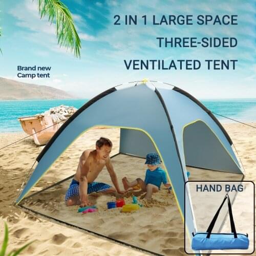 3-4 Person Camping Beach Tents Sun Shelter Outdoors Canopy Waterproof Awning Quick Installation Ventilated Camping Equipment