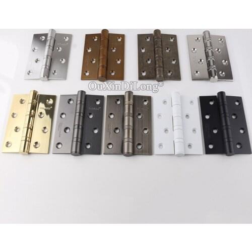 High Quality 4PCS Stainless Steel Door Hinges 4Inches Bearing Mute Furniture Door Hinges 9 Colors for Choose