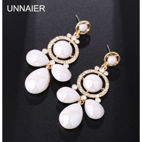UNNAIER fashion personality sweet romantic white ceramics earring Female Prevent allergy Water droplets Ear jewelry