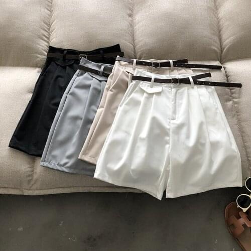 2020 High Waist Summer Wide Leg Casual Mini Black White Color Women Shorts Pantalones Feminino
