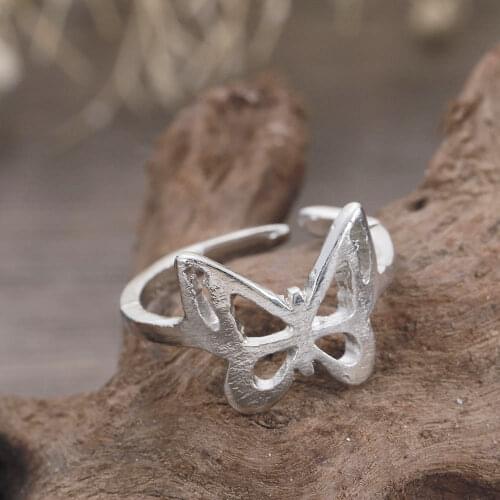 Harajuku Gothic Vintage Hollow Butterfly Rings for Women Steel Adjustable Punk Rings Wedding Party Statement Jewelry