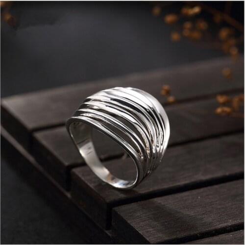 Uglyless Real 925 Sterling Silver Fine Jewelry Personalized Hollow Wide Rings 7 Circles Ethnic Finger Ring Women Handmade Bijoux