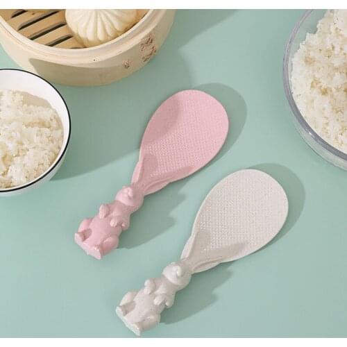 1/2pc Wheat Straw Rabbit Spoon Can Stand Up Rabbit Rice Shovel Rice Cooker Rice Spoon Creative Non-stick Rice Cartoon Rice Spoon