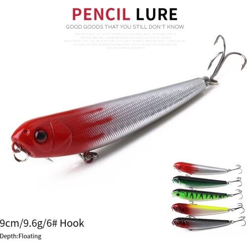 1pcs Pencil Floating Lure Top Water 9cm/9.6g Plastic Wobbler Fishing Lures Tackle