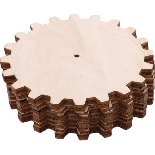 10Pcs Wood Gear Puzzle Hand Drawn Doodle Accessories For Board Game Pieces Arts Crafts Projects Ornaments Xmas Christmas Decor