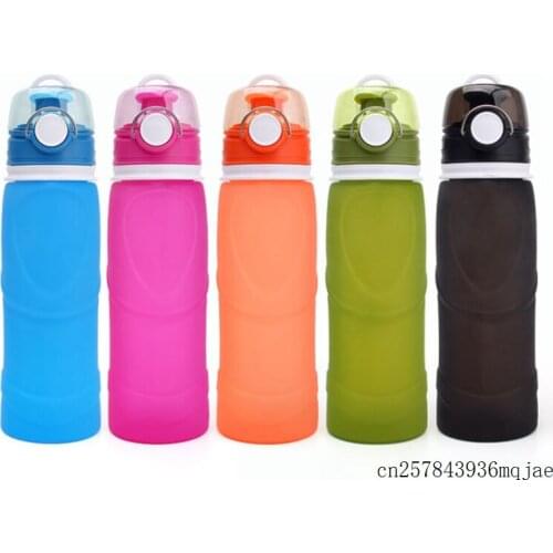 10pcs Collapsible Silicone Water Bottle Folding Kettle Sport Water Bottle Camping Travel Running Bottles