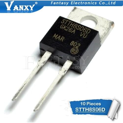 10PCS STTH8S06D TO-220-2 STTH8S06 TO220-2 TO220 Fast Recovery new original
