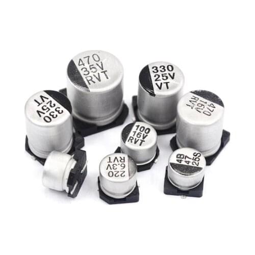 100 pcs SMD Electrolytic capacitor aluminum 25V 470UF
