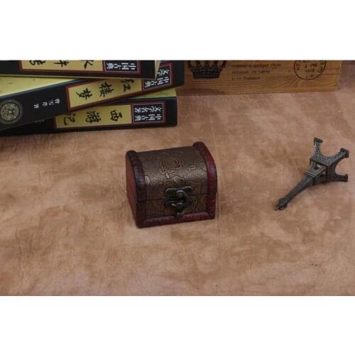 100pcs Vintage Jewelry Box Organizer Storage Case Mini Wood Flower Pattern Metal Container Handmade Wooden Small Boxes