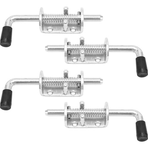 4-Piece 6.5Inch Metal Lock Cylinder Bolt Spring Latch Belt Grip Heavy-Duty Door Tailgate Trailer Garage
