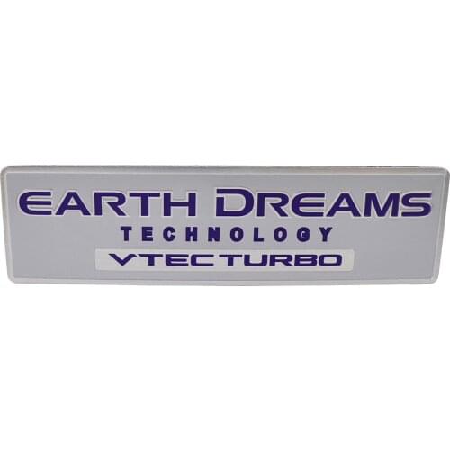 Aluminum Blue Earth Dreams VTEC TURBO for Engine Fender Trunk Deck Lid Emblem Badge Sticker