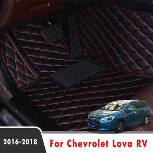 Car Floor Mats Rugs For Chevrolet Lova RV 2018 2017 2016 Leather Waterproof Anti-Dirty Carpets Custom Car Accessories Interior