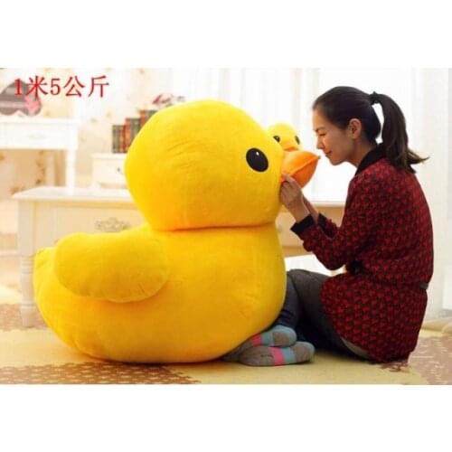 Larggest size 100cm cartoon yellow duck plush toy hugging pillow toy birthday gift h579