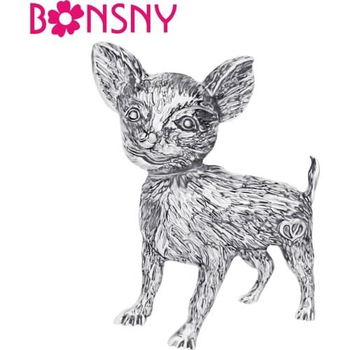 Bonsny Alloy Antique Gold Plated Chihuahua Dog Brooches Big Cute Animal Clothes Jewelry For Lady Women Girls Novelty Party Gifts