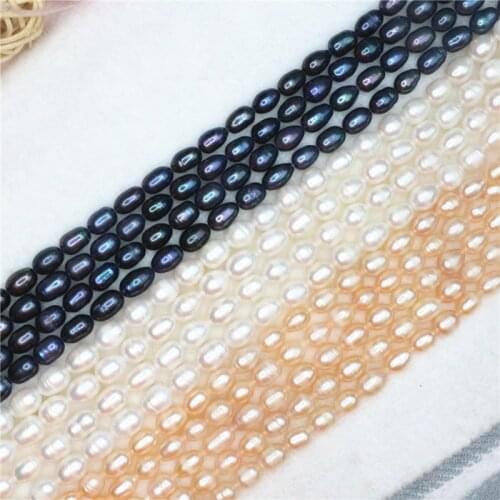 Natural Freshwater Cultured Pearls Beads Rice Shape 100% Natural Pearls for Jewelry Making DIY Strand 14Inches