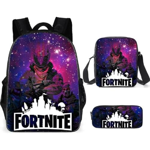 Children Game FORTNITE Backpack with Pencil Case 3pcs/set Students School Bags Kids Cute Cartoon Rucksack Knapsack Mochilas Gift
