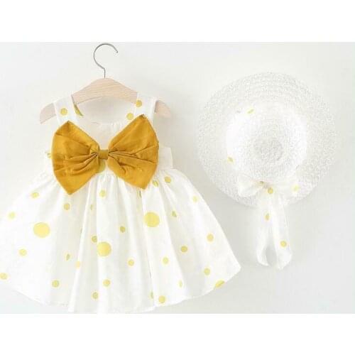 Toddler Kid Baby Girl Summer Dress Princess Party Wedding Polka Dot Clothes+Sunhat Children Girls Outfits Top Tutu Dresses