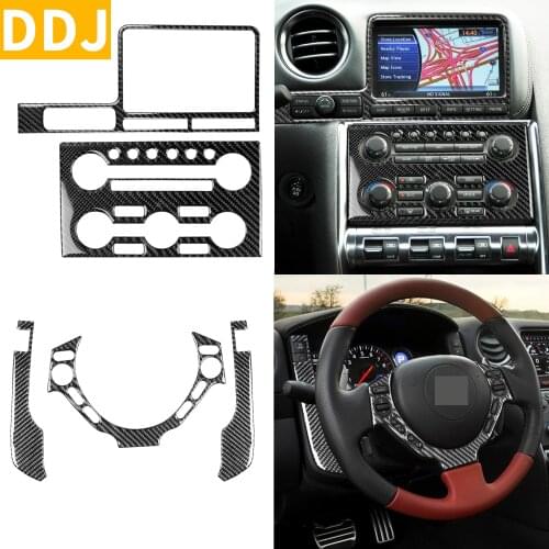 For Nissan GTR R35 2008-2016 Carbon Fiber Instrument Panel Dashboard Sticker Steering Wheel Panel Cover Trim Set Car Accessories