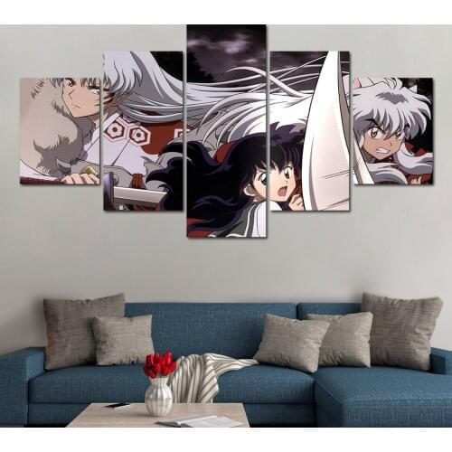 Home Decor 5D Diamond Embroidery 5 Pcs Painting Inuyasha Full Round Drill Cross Stitch Picture Animation Handmade Gift Wall Art