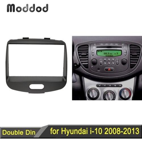 Double Din Car Radio Fascia for Hyundai i-10 2008+ Stereo Dash Kit Fit Installation Trim Facia Face Plate Panel DVD Frame