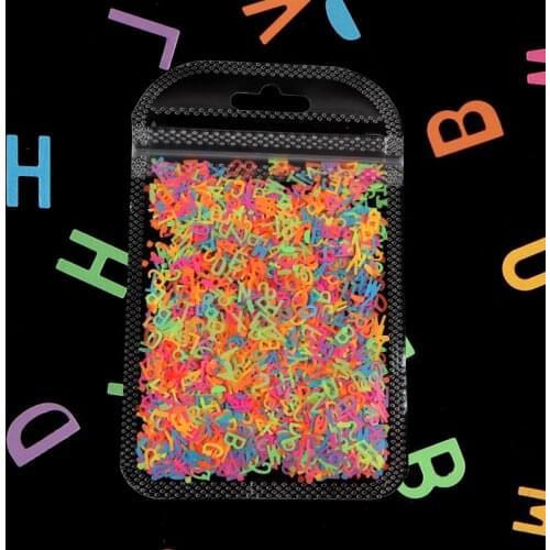 Fluorescent Letter Sequins Glitter For Resin Shaker Filler Jewelry Making Resin Mold Fillings Shinning Neon Pigment Nail Glitter