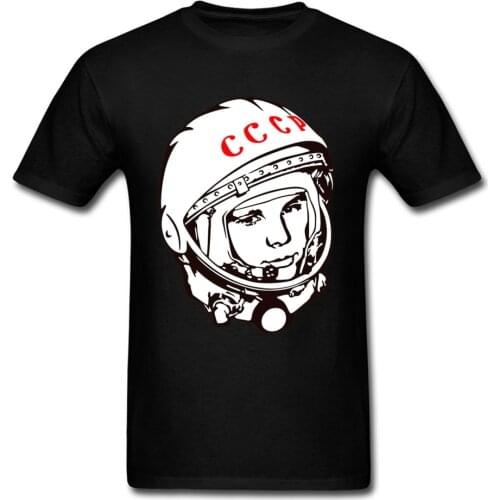 USSR CCCP Russian Soviet Tshirt Cosmonaut Yuri Gagarin Men Tees Brand New Fashion Casual Tops Tees Funny Novelty T-Shirt Cotton