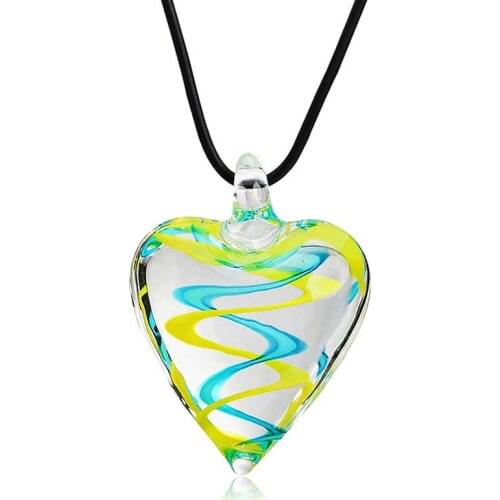 KYSZDL 2018 Hot sale Fashion Jewelry Murano inspired spiral inner flower COOL lovely heart shaped glazed Pendant Necklace