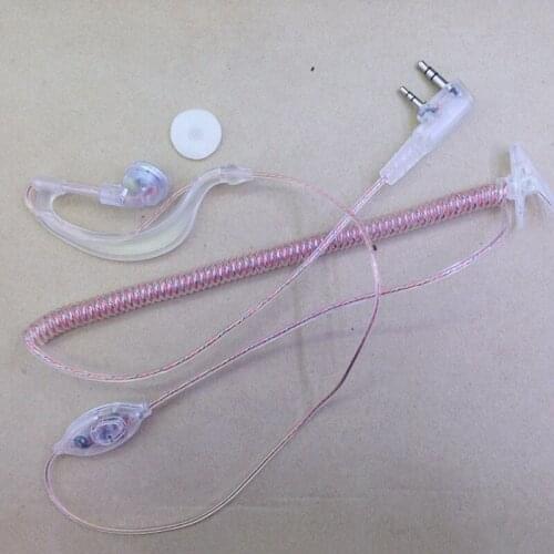 Honghuismart Clear Transparent telescope curve K plug 2pins headphone for kenwood baofeng tyt puxing quansheng walkie talkie