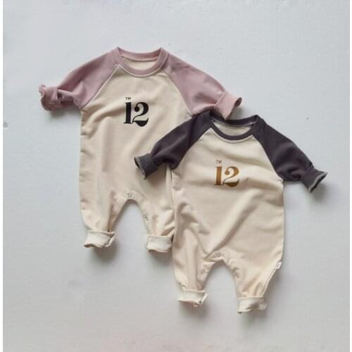 Baby Boys Romper Letter 12 Korea Style Long Sleeve Cotton Patch Jumpsuit Overalls Infant Girls Toddler Cothing Outwear Outfit