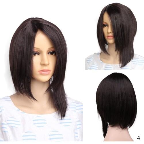 Short Bob wig Synthetic hair Straight L part Lace hairline Wigs For Women Cosplay Party Wig Heat Resistant Daily Wig