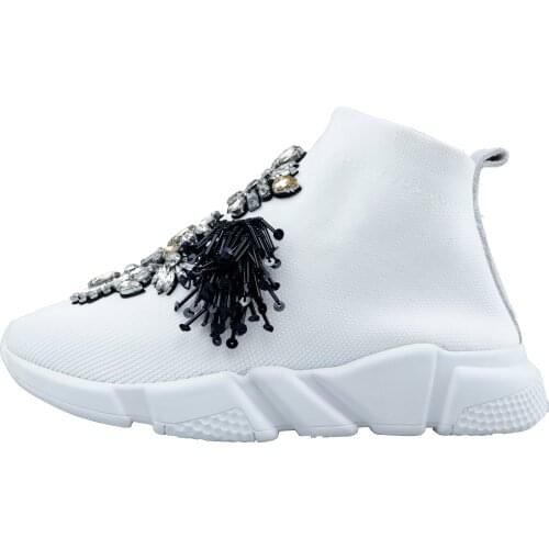 Rhinestone Sneakers Breathable Stretch Socks Casual Shoes Women Waterproof Platform Sports Shoes Men and Women Shiny size 34-45