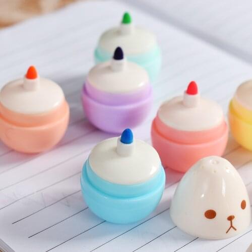 6 pcs/lot smile egg mini highlighter pen marker pens kawaii stationery material escolar papelaria writing school supplies