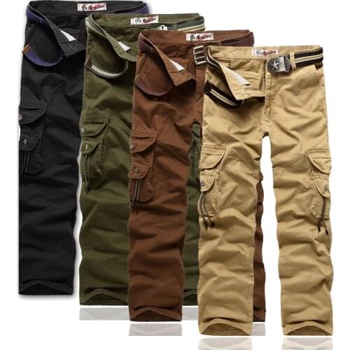 Nice Military Men Cargo Pants Army Green Big Pockets Cotton Mens Casual Trousers Comfortable Male Autumn Army Pants Plus Size