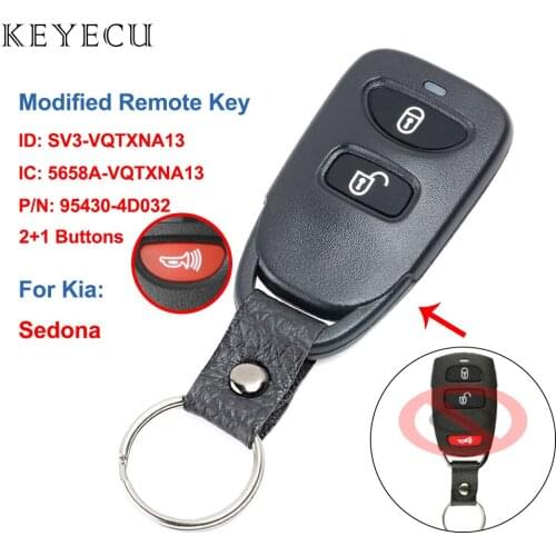 Keyecu 3 Buttons Modified Remote Car Key for Kia Sedona 2008 2009 2010 2011 2012 FCC ID: SV3-VQTXNA13, P/N: 95430-4D032