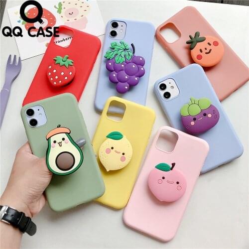 3D Cartoon Cute Fruits Phone Holder Stand Case For iphone 6 6S 7 8 Plus SE 2 2020 11 Pro XS MAX X XR Soft Silicone Bracket Case