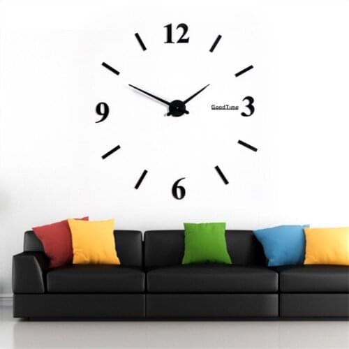 Kitchen Clock Acrylic Mirror Sticker Oversized Wall Clock 3D DIY Big Hanging Simple Digital Art Bedroom Study Home Decoration