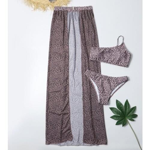 2021 New black / red / Leopard swimsuit sexy swimwear fashion elegant bathing suit women 3 piece bikini set push up outfits