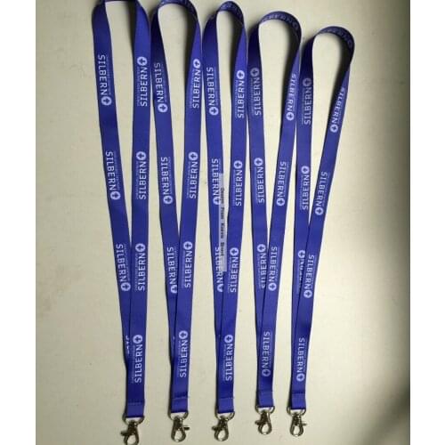 New Arrive bluish violet flat lanyard with white logo user-defined 15mmx90cm neck lanyard lobster hook cheap strap