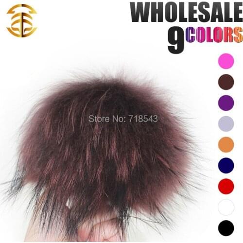 15Pcs/Lot Wholesale 12-13cm Raccoon Fur Pom Poms Luxurious Fur Balls for Beanie Hats Mink Pompom Hats Keychian Accessories