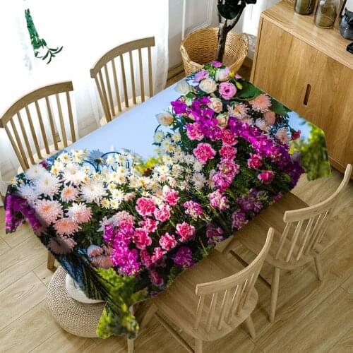 Flower table cloth rectangular Waterproof Polyester 3D Tablecloth Luxury wedding round table cover Customized size Pillowcase